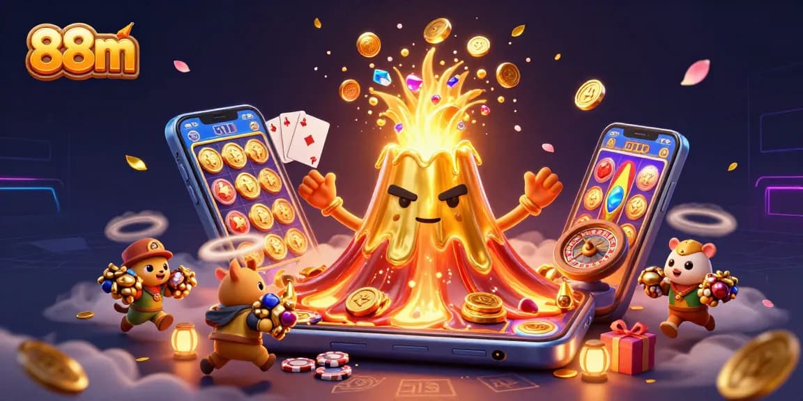 Spin to win with 88m at a vibrant online casino showcasing thrilling slots and golden treasures.