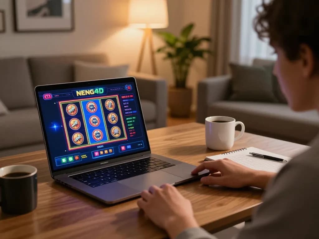 Engaging gameplay on NENG4D app showcasing strategic approach in cozy home setting.