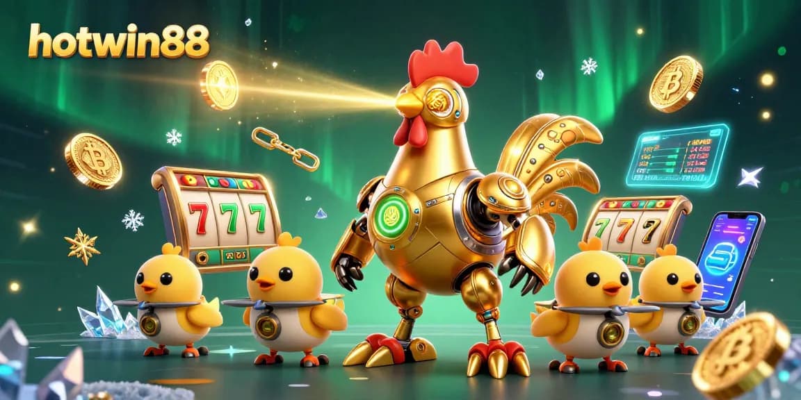 Experience the excitement with hotwin88's dynamic golden rooster robot and slot elements!