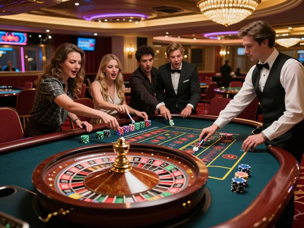 Players enjoying a roulette game at a vibrant casino official website showcasing thrilling gameplay.