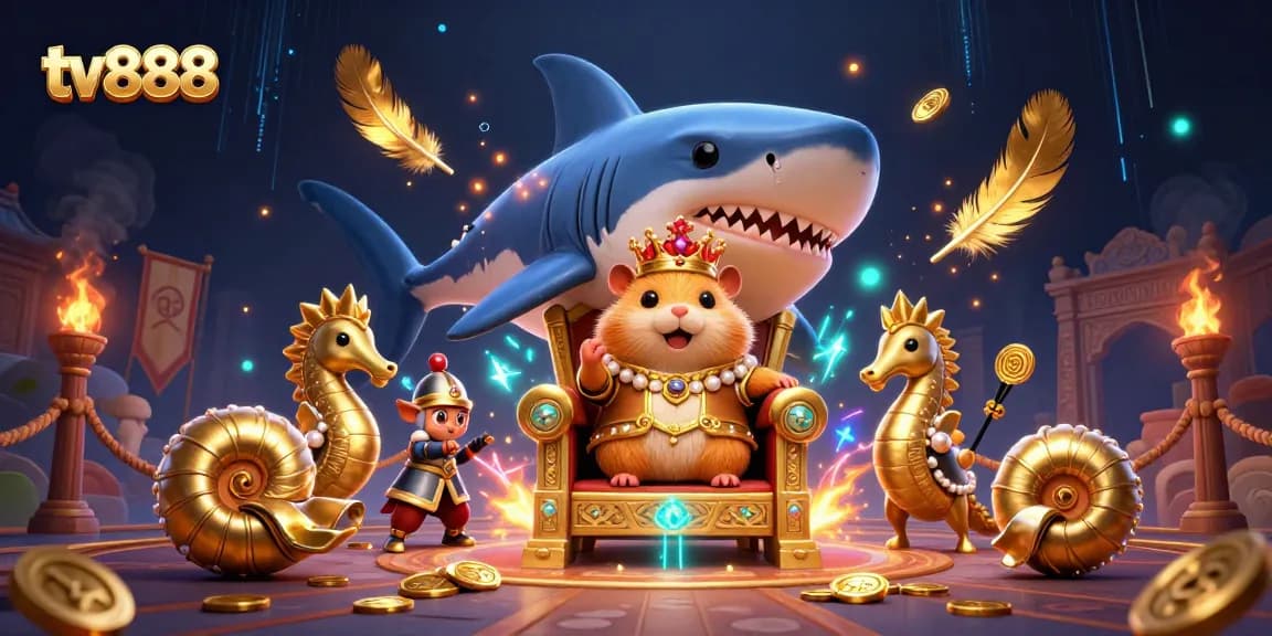 Experience thrilling gameplay at tv888 while encountering a unique golden hamster king in a colorful casino setting.