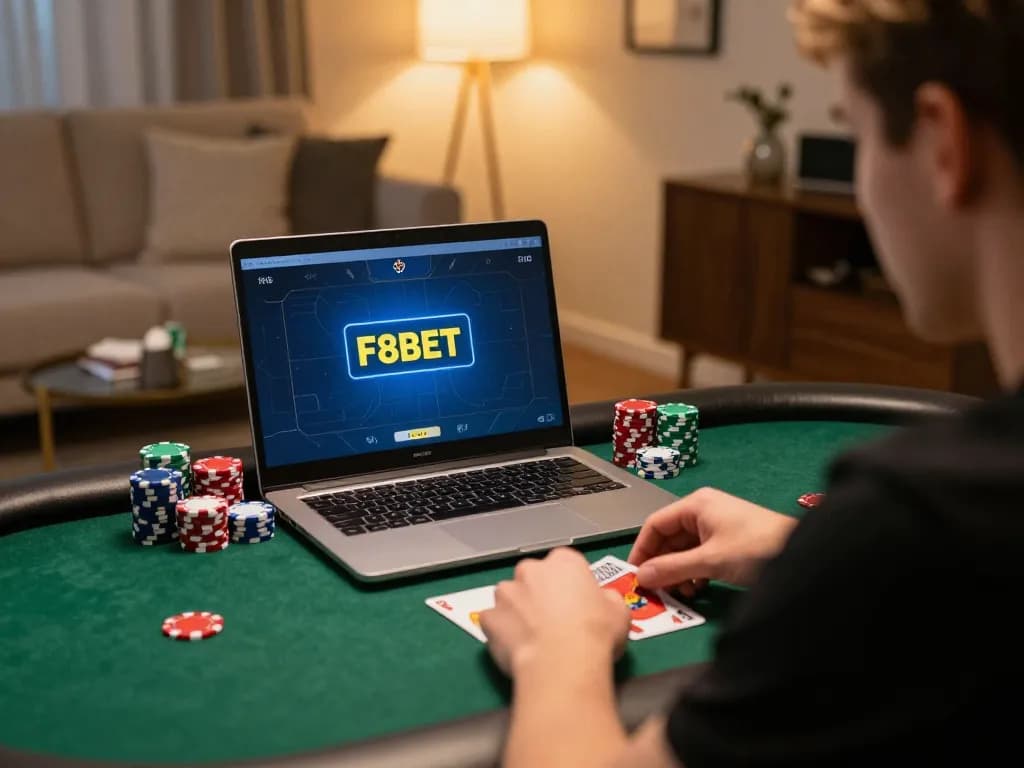 Engaging in strategic gameplay at F8BETLV while participating in an online poker game from home.