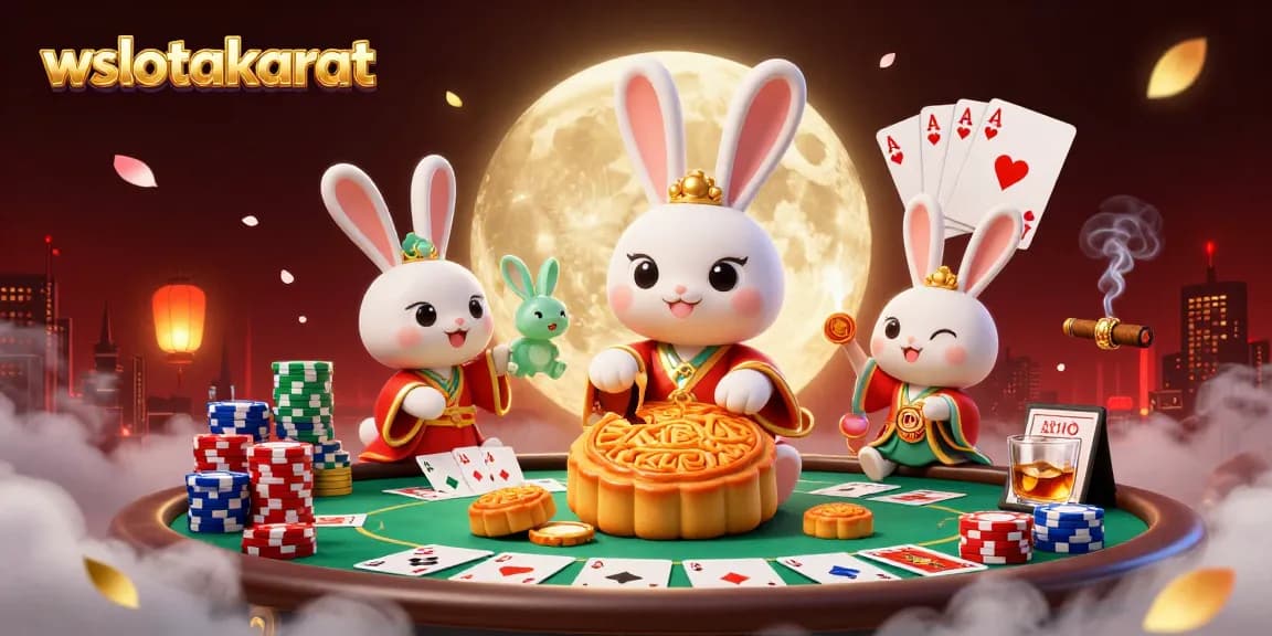 Pasang prediksi di wslotakurat dengan gambar kucing bulan yang memandu judi poker di piring permainan.