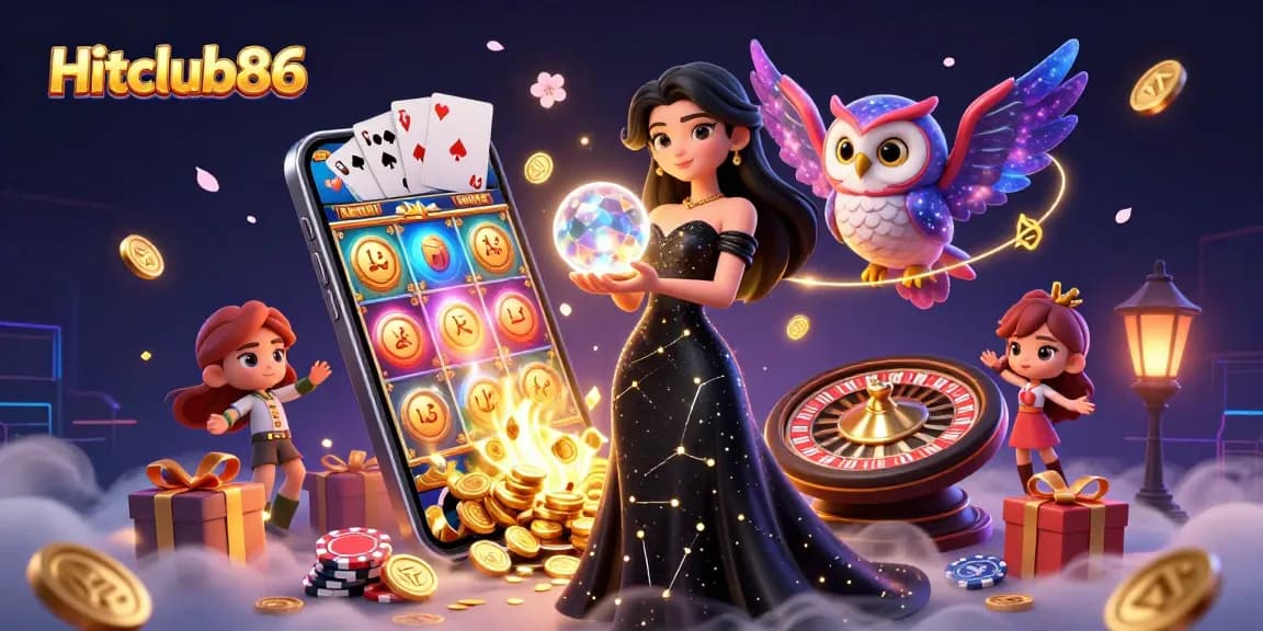 Experience thrilling gameplay at Hitclub86 with vibrant casino elements and mystical characters.