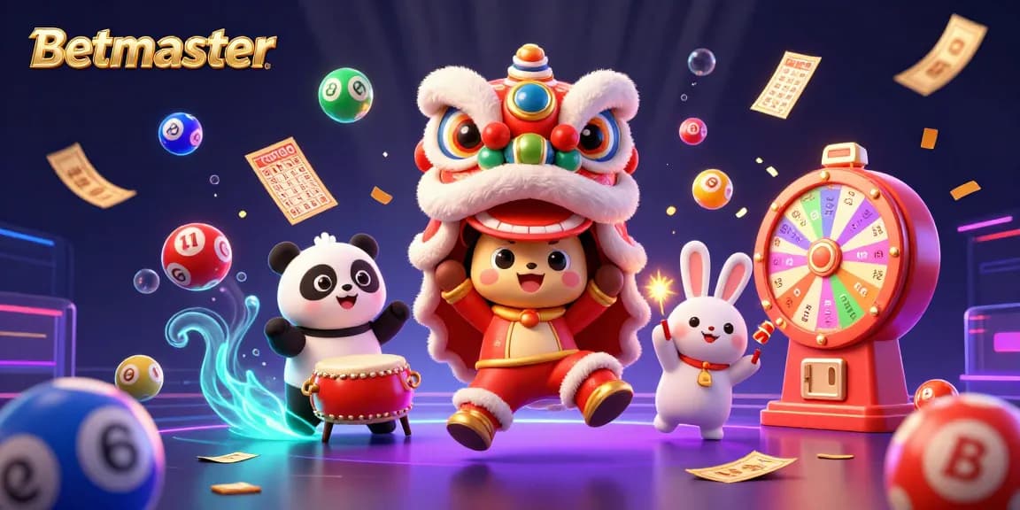 Experience the vibrant world of Betmaster with a lively scene featuring dynamic gambling elements and characters.