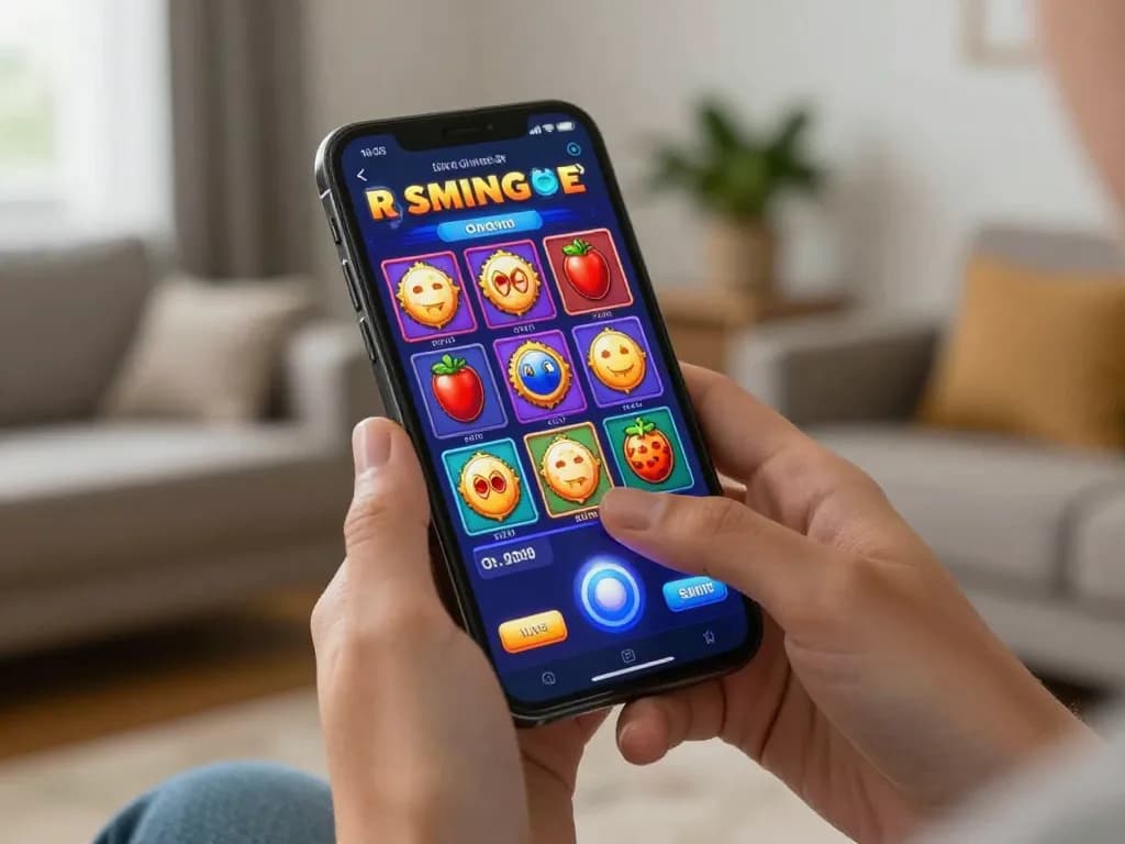 Engaging mobile gaming experience with slot gacor 777 on display, player pressing spin button