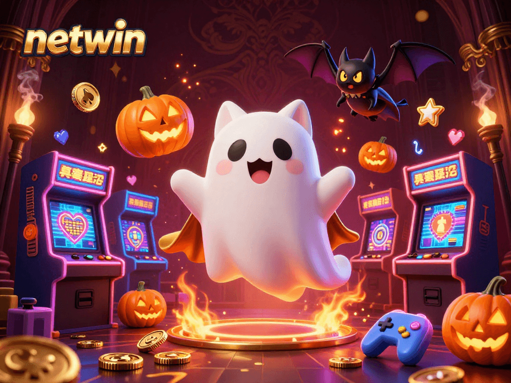 Experience thrilling wins at netwin with glowing elements in a haunted casino scene.