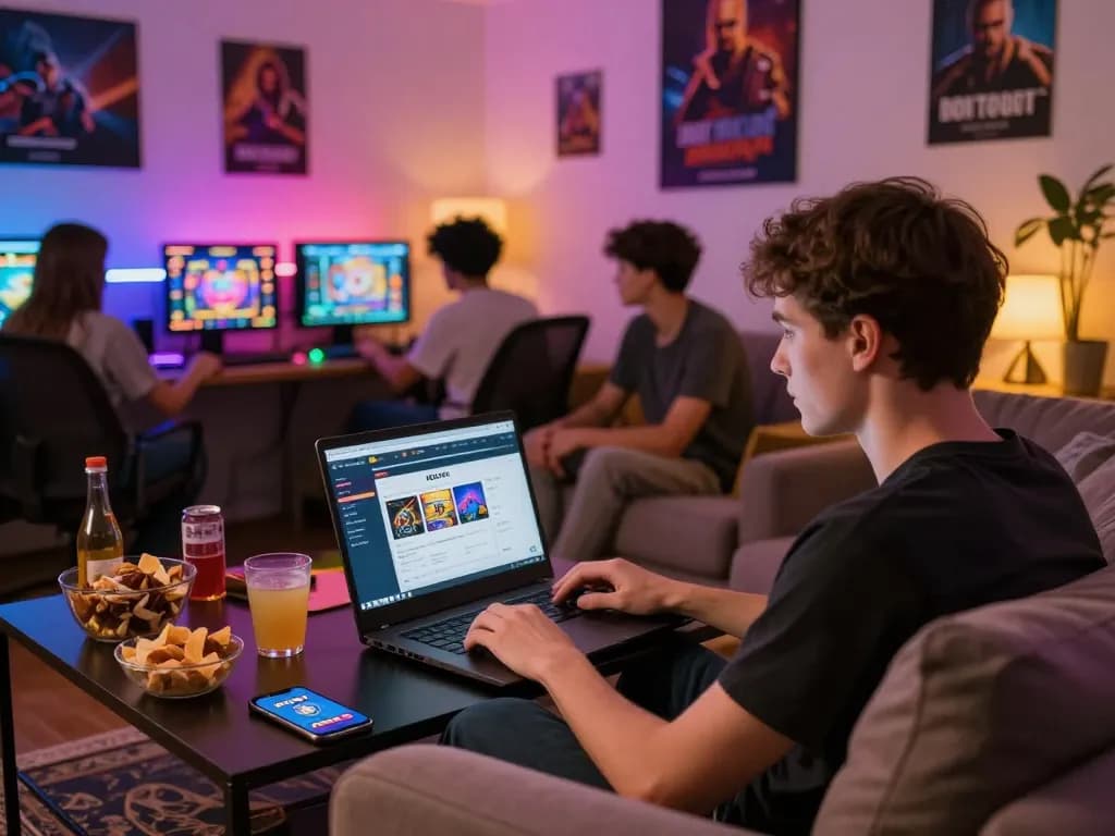 Exciting KDSLOTS online gaming experience with friends in a cozy environment.