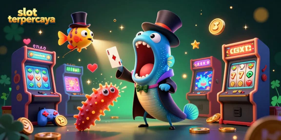 Experience the thrill of slot terpercaya with this vibrant, dynamic 3D illustration featuring exciting gaming elements.