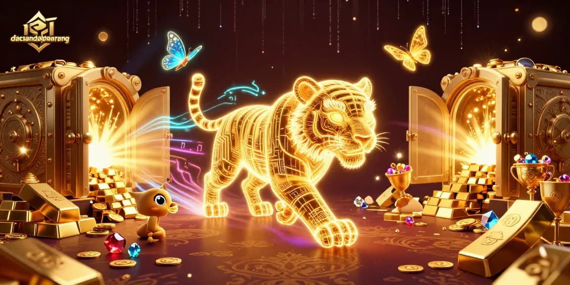 Experience exciting gameplay at dacsandatphanrang with a golden tiger in a vibrant casino setting.