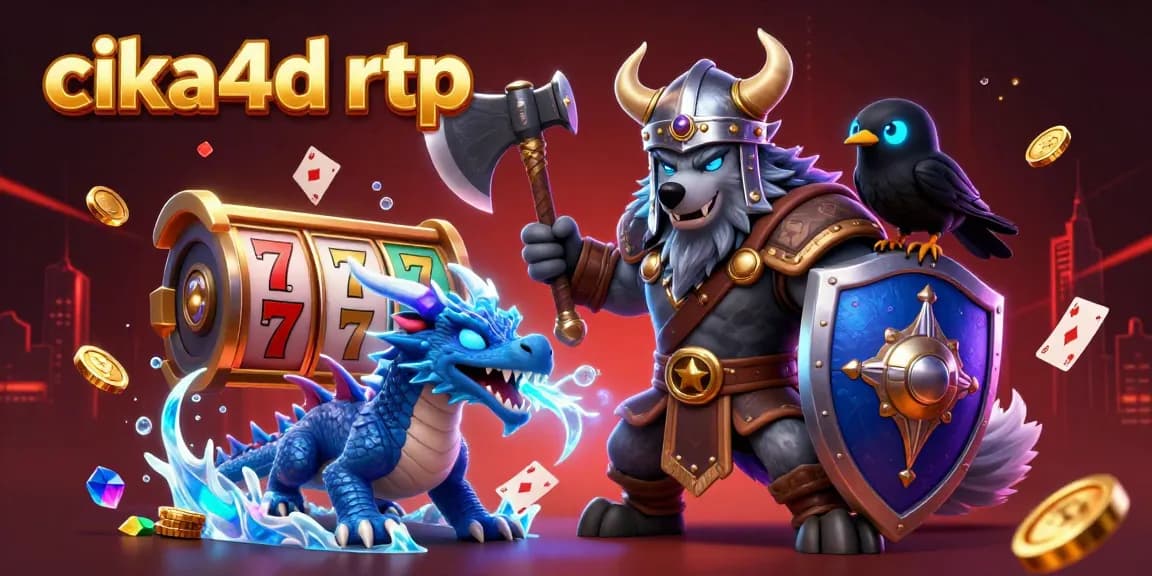 Engage in exciting gameplay with cika4d rtp featuring a Viking warrior, dragon, and vibrant slot elements.