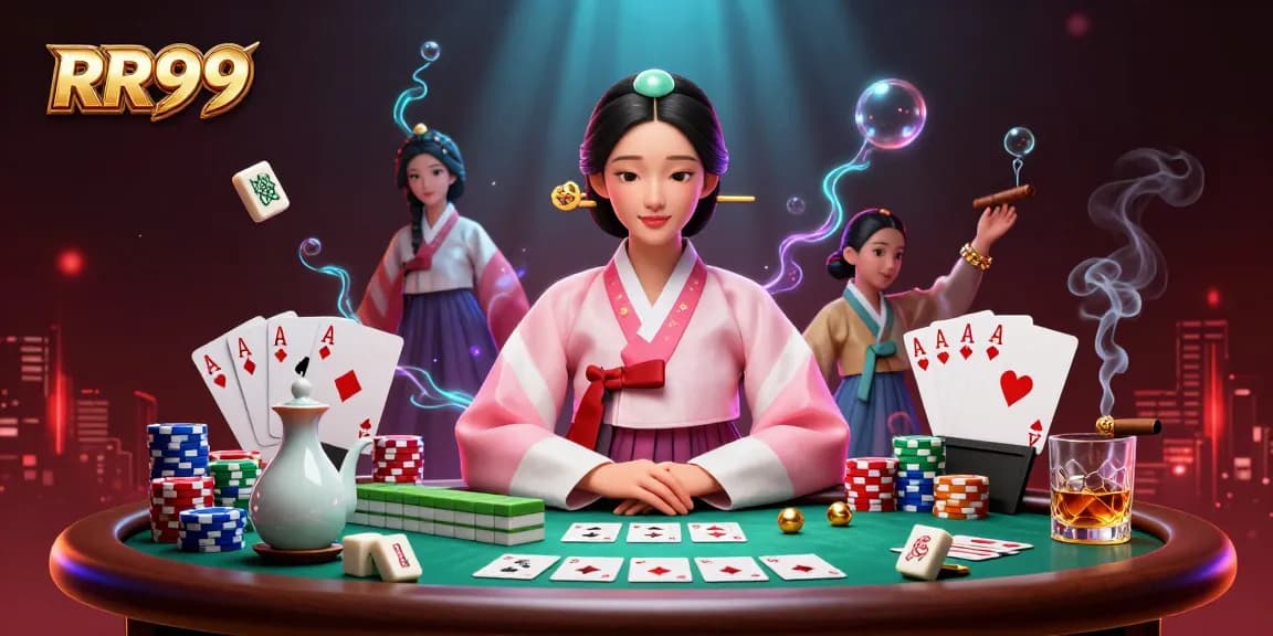 Explore RR99's dynamic casino scene with poker elements and stunning visuals.