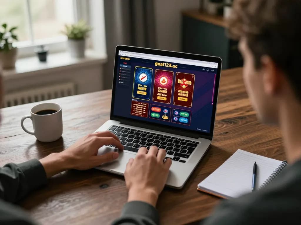 Player enjoying strategic online gambling on goal123.ac while analyzing poker tactics at home