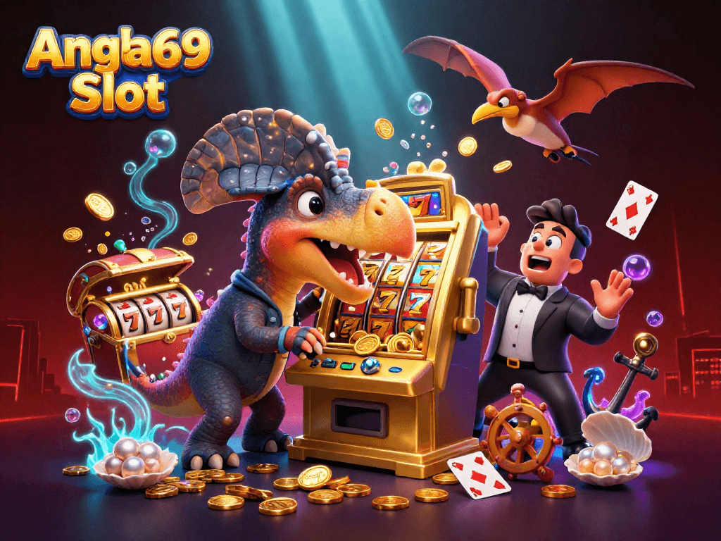 Experience thrilling wins with Angka69 Slot as colorful gold coins burst from a jackpot