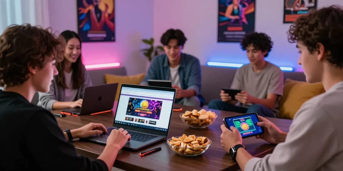Interactive online gaming session at home with friends on https://rokok88.bet, showcasing dynamic gaming experience and vibrant atmosphere.