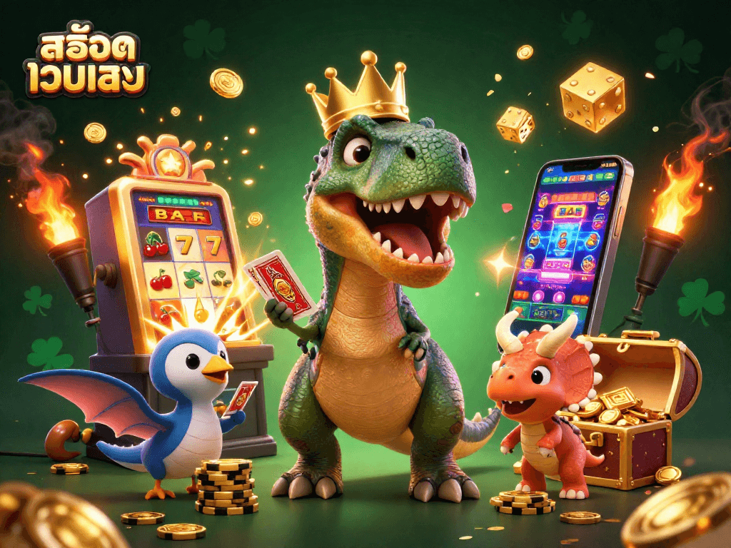 Play exciting สล็อตเว็บตรง and enjoy dynamic gameplay with charming characters in a vibrant casino scene.