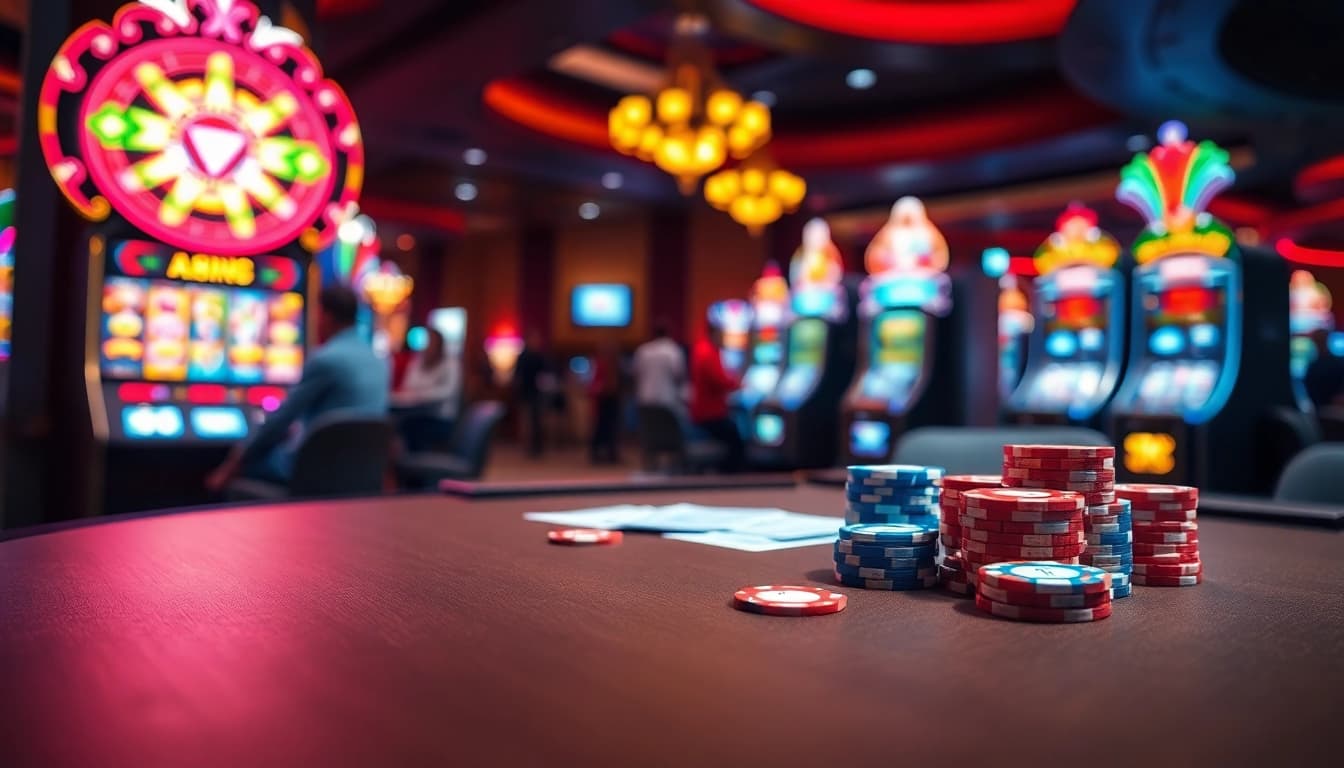 Menangkan permainan dengan inultogel di meja kasino yang mengundang dan penuh warna.