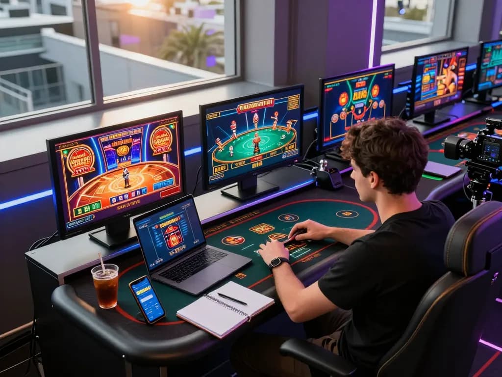 Experience engaging gameplay with 888New app on multiple screens showcasing a modern gaming setup.