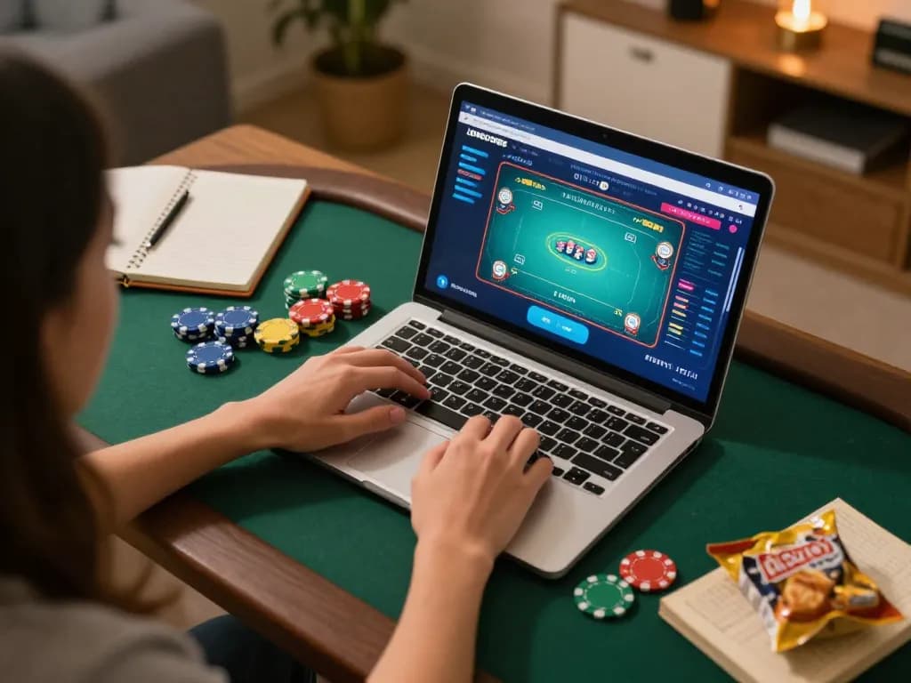 IDNSCORE online gaming session with vibrant poker interface and strategic notes.