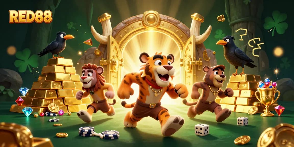 Engage in vibrant gaming at RED88's prehistoric casino filled with treasure and adventure.