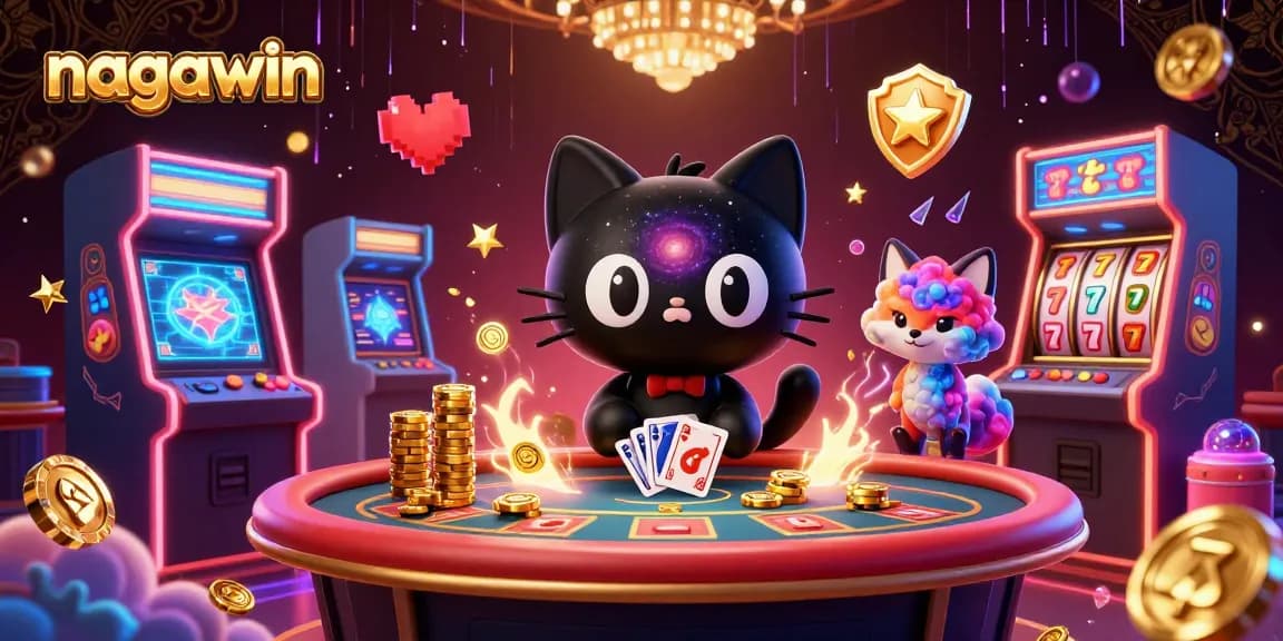 Experience exciting games at Nagawin's cosmic casino with vibrant characters and thrilling elements.
