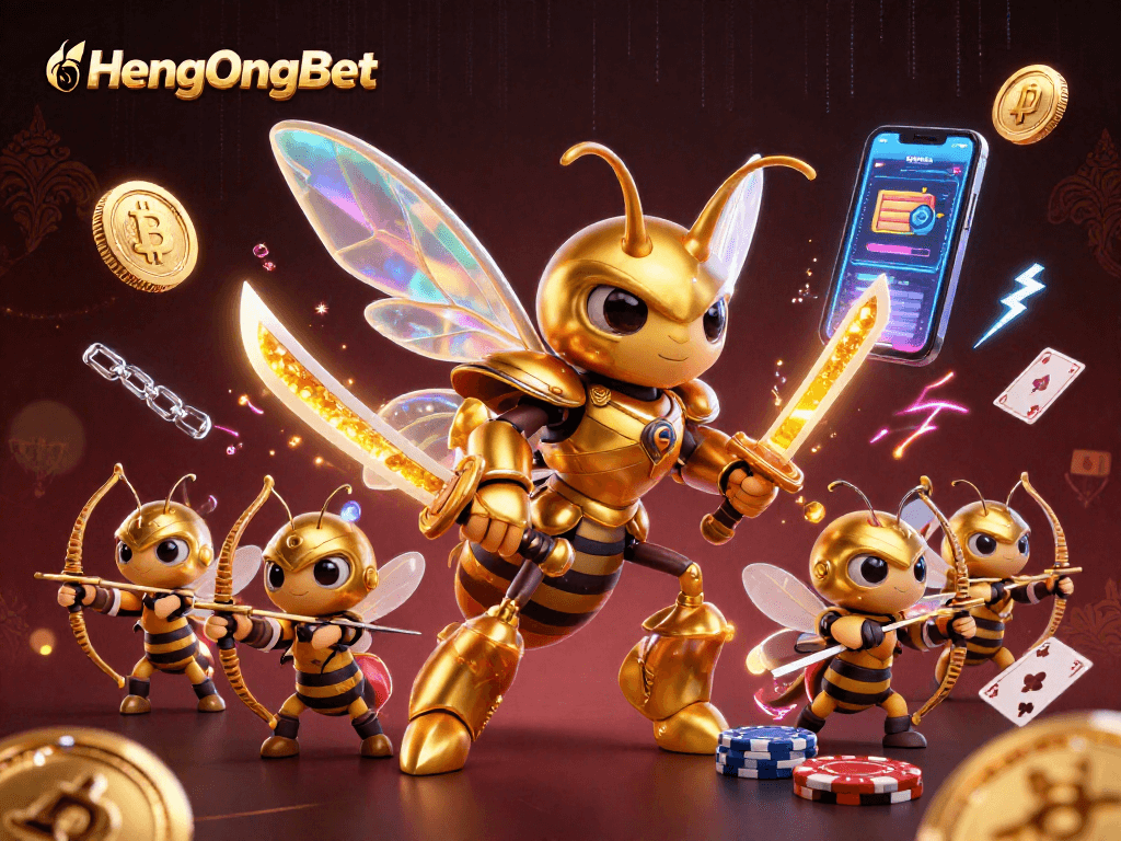 Engage with HengOngBet's casino action featuring a samurai hornet and poker scene.