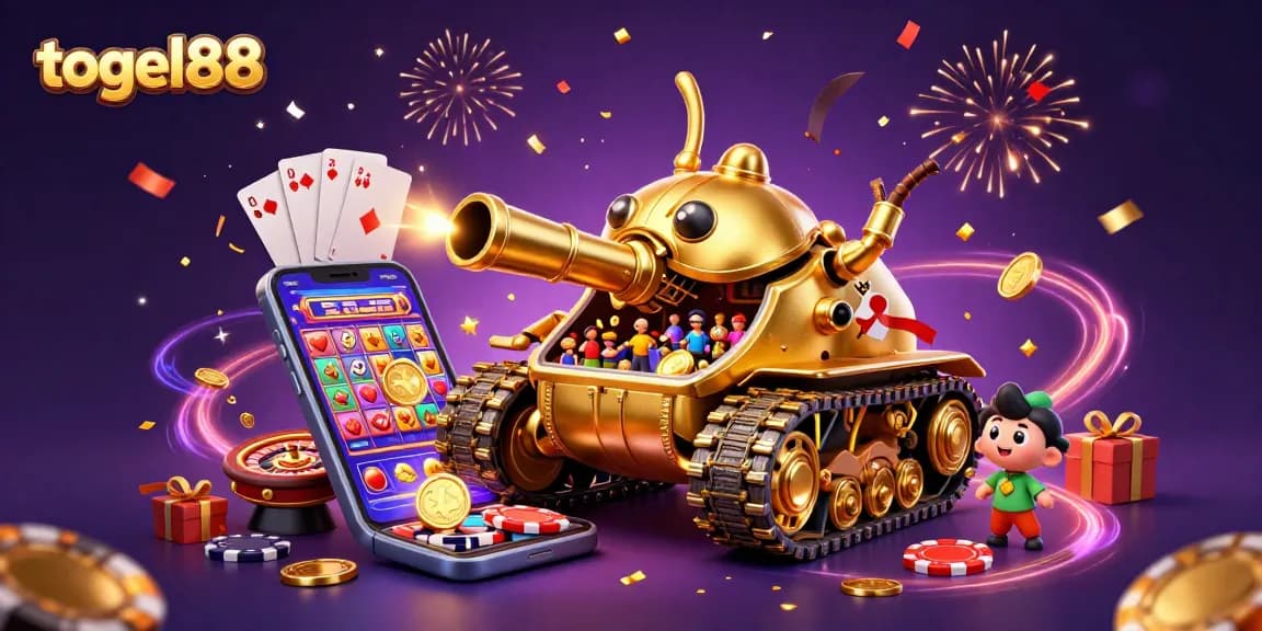 Experience excitement and winning strategies with togel88 in this vibrant casino-themed illustration.