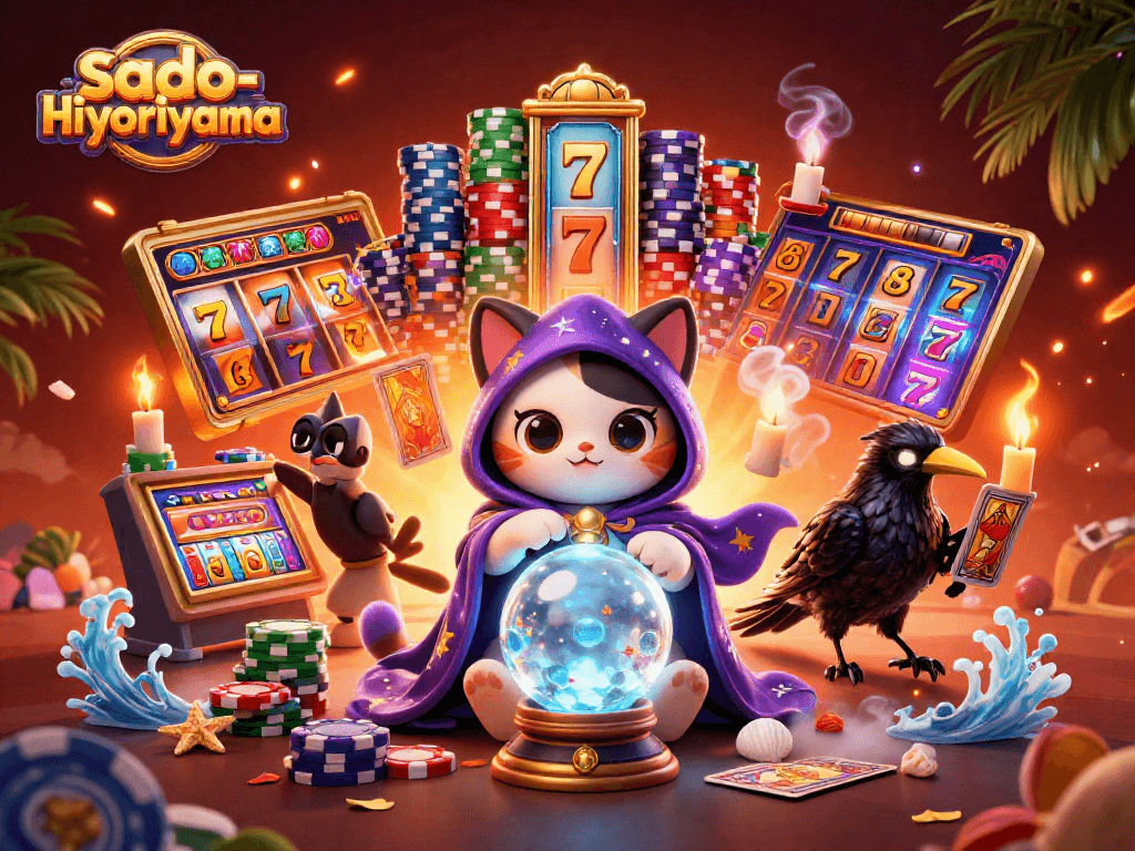 Engage with thrilling slots at sado-hiyoriyama featuring dynamic characters and vibrant casino elements.