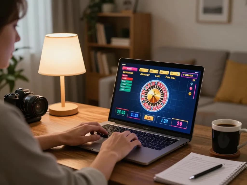 TG88 online gaming setup featuring live roulette gameplay at home, enhancing user experience.