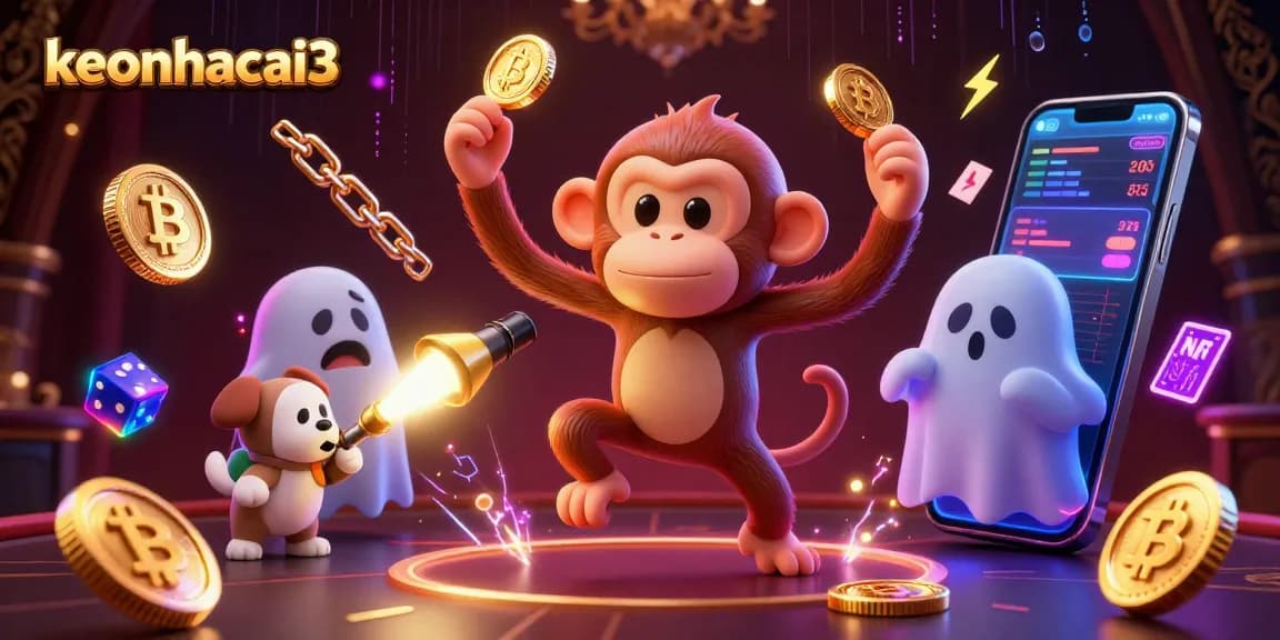 Track the mischievous keonhacai3 monkey as it juggles coins in a haunted casino.