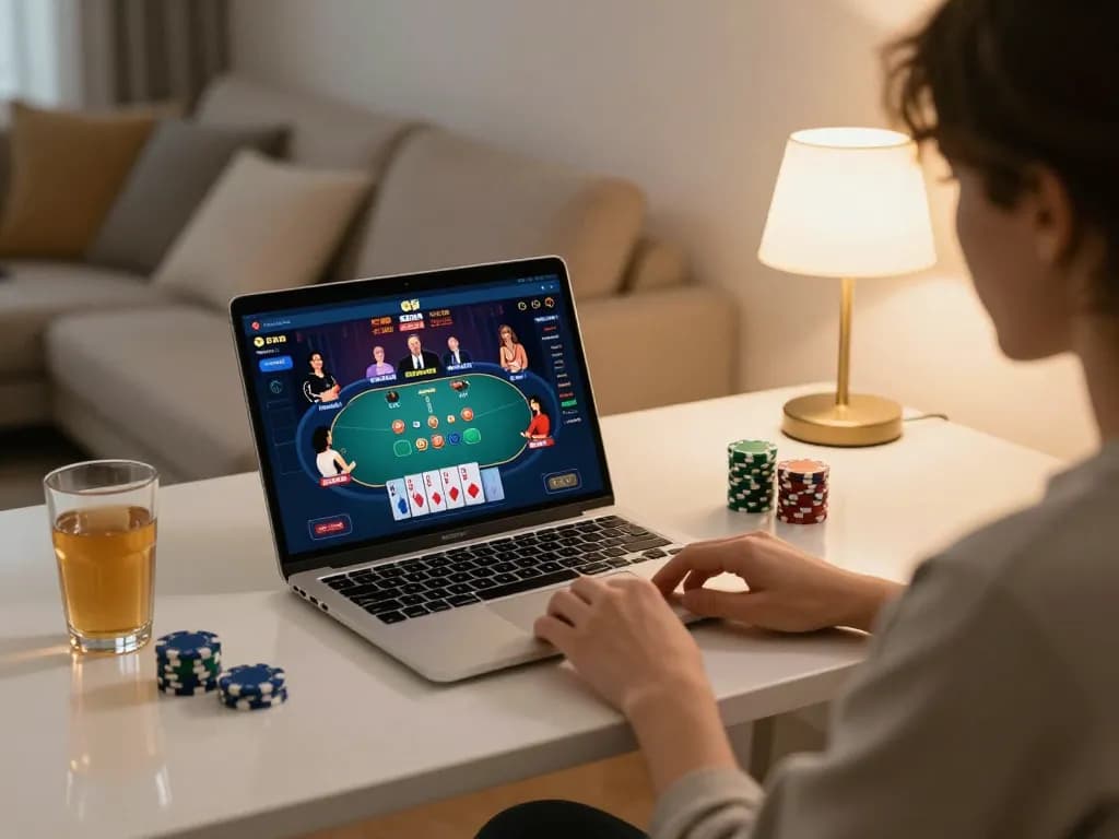 Player optimizes bankroll strategies in online poker game 5679 from home setup