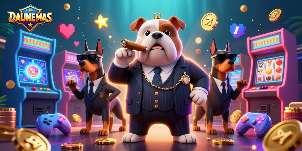 Experience DAUNEMAS through a captivating 3D illustration showcasing vibrant gameplay and casino elements.