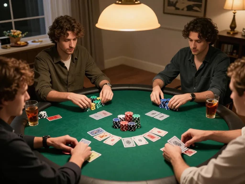 Engaged players enjoying a home poker game at go8, showcasing excitement and strategies in action.