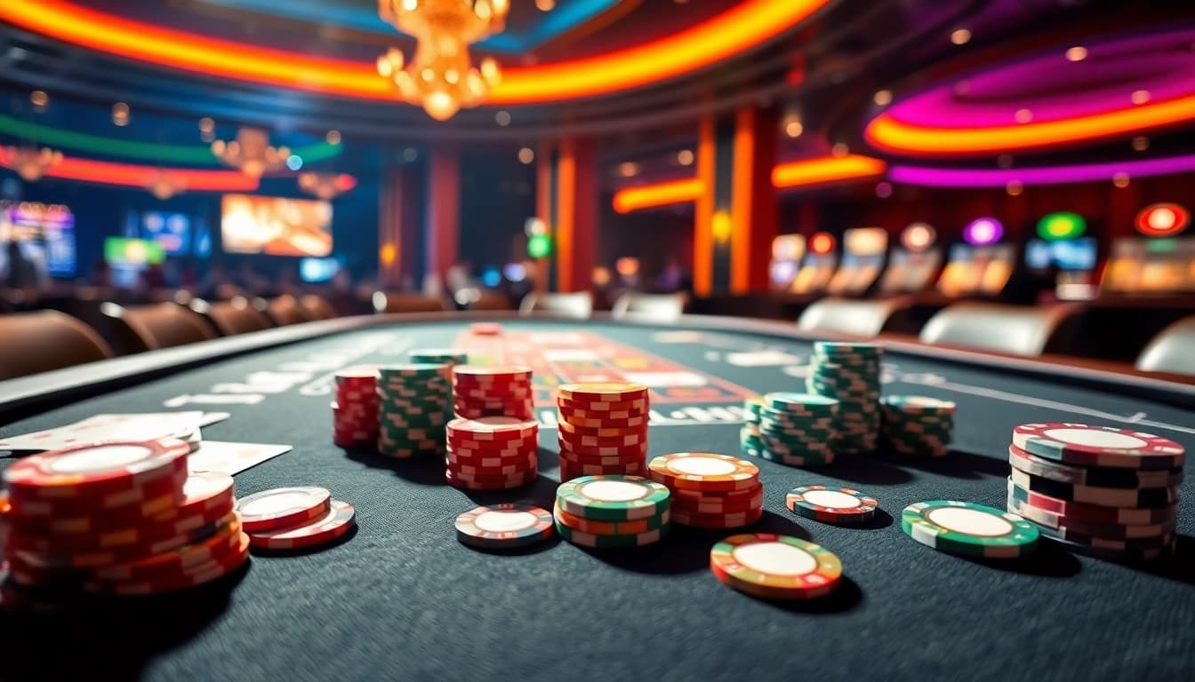 Menggambarkan suasana casino dengan bbni4d yang mengundang pemain untuk bermain.