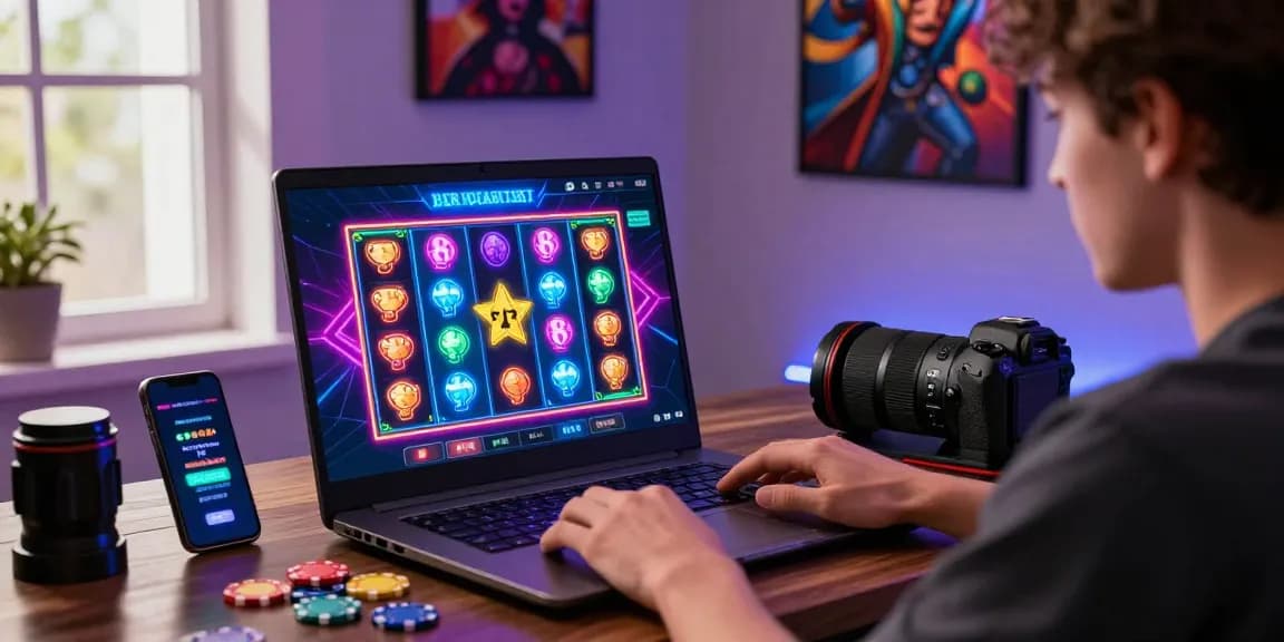 Engaging in pajaktoto online gambling, vibrant gaming interface, tokens, and modern setup.