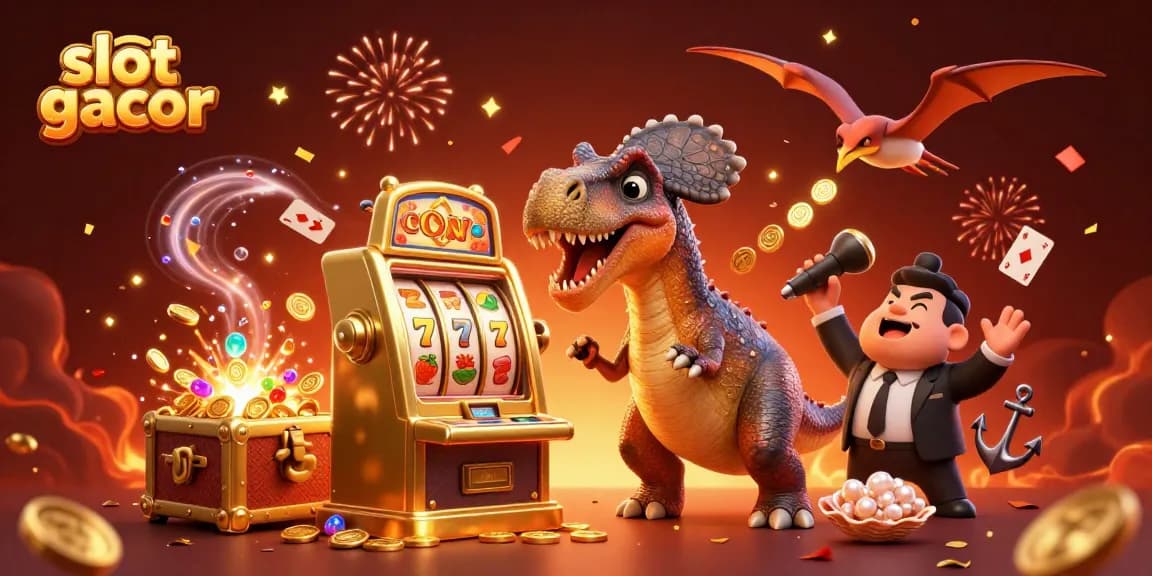 Menangkan jackpot di slot gacor dengan ilustrasi karakter unik dan elemen kasino yang dinamis.