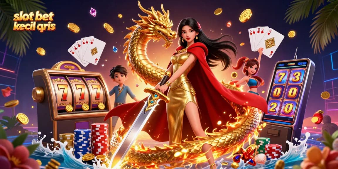 Spin and win with slot bet kecil qris, featuring vibrant coins and dynamic gameplay.