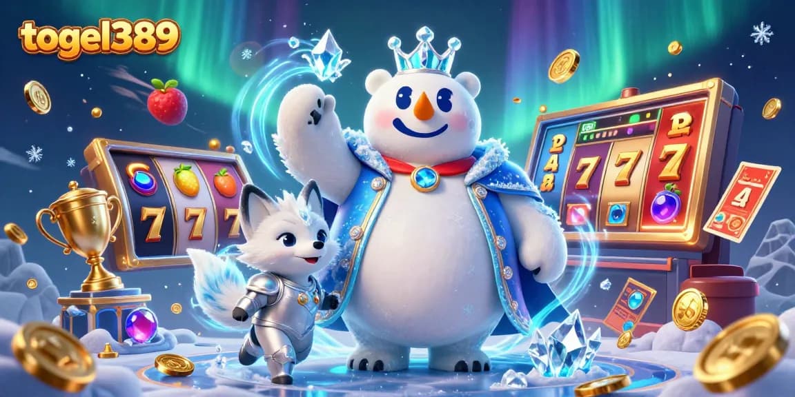 Experience thrilling gameplay with togel389 as the majestic ice king polar bear and his fox companion guide you through dynamic slot adventures.