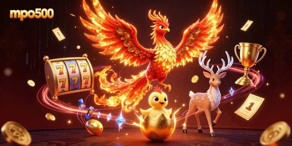 Experience winning thrills at mpo500 featuring a vibrant, detailed casino scene with dynamic game elements.