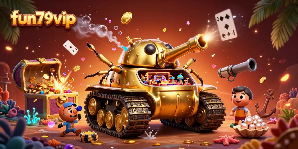 Experience dynamic gaming at fun79vip with vibrant casino elements in a 3D visual feast.