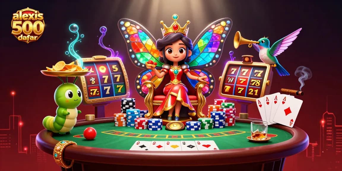 Engage with alexis 500 daftar slot action in a vibrant, colorful casino scene.