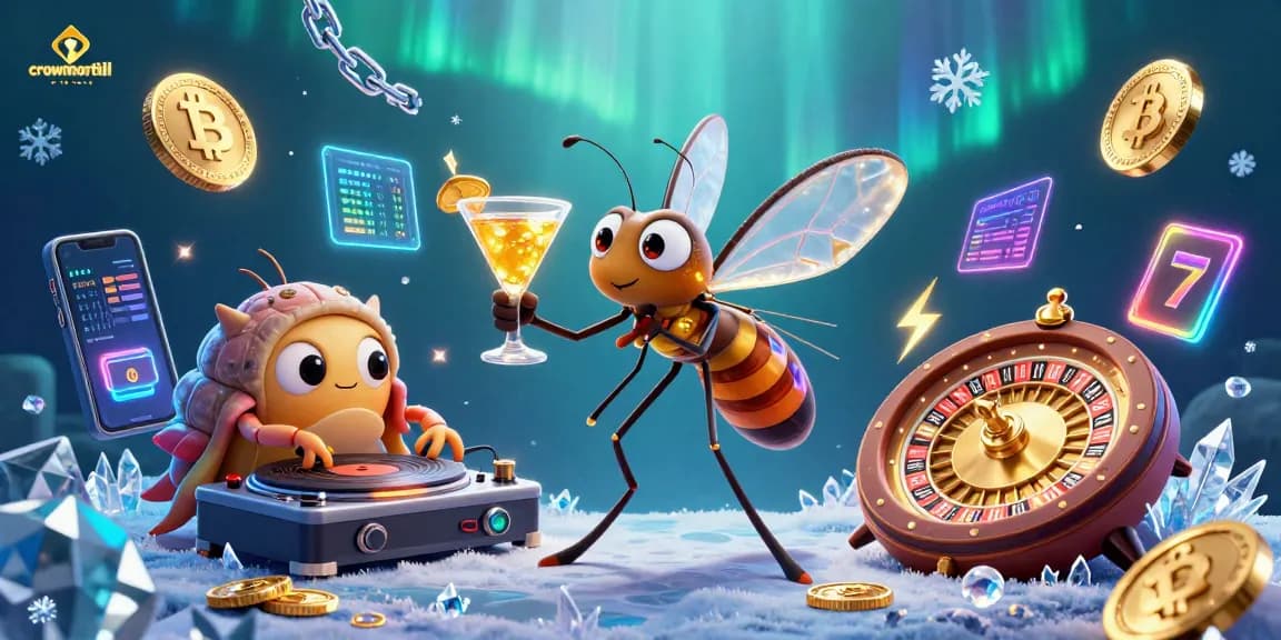 Experience thrilling gameplay at crownnorthill with a vibrant casino scene featuring animated characters and slot elements.