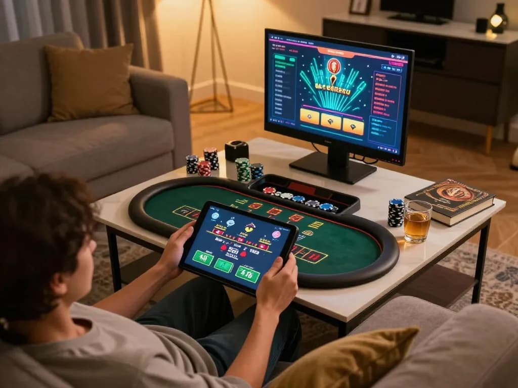 Engaging in a live dealer game at rr88 with vibrant graphics and strategic gameplay visible on tablet