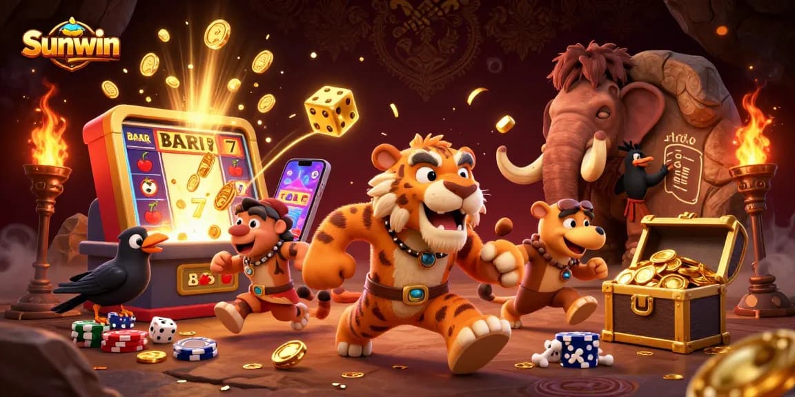 Sunwin offers exciting casino experiences with colorful slot machines and dynamic characters.