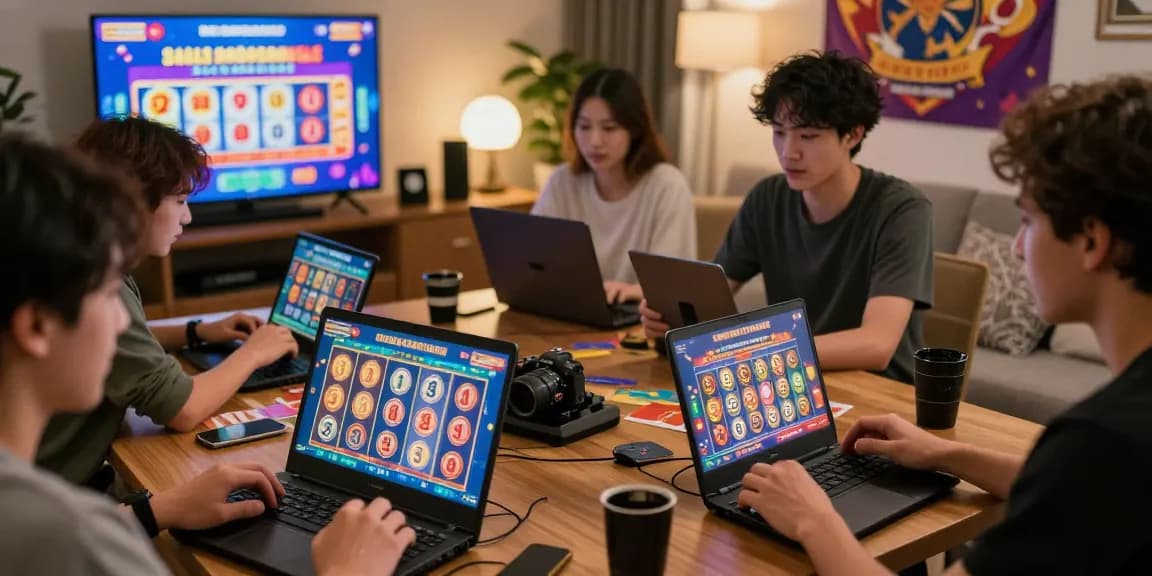 Penggemar Togel di https://honda555.net/ berpartisipasi dalam permainan slot dengan semangat, menampilkan perangkat dan dekorasi.