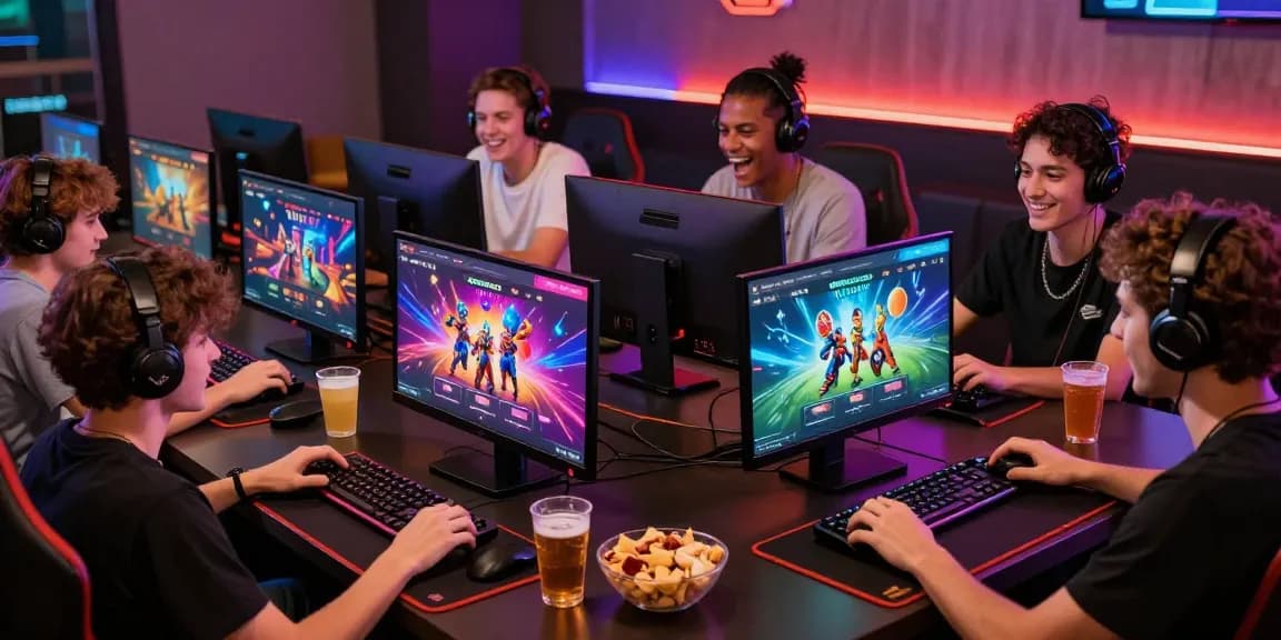 Friends enjoying games on OPEN88.COM in a lively gaming environment