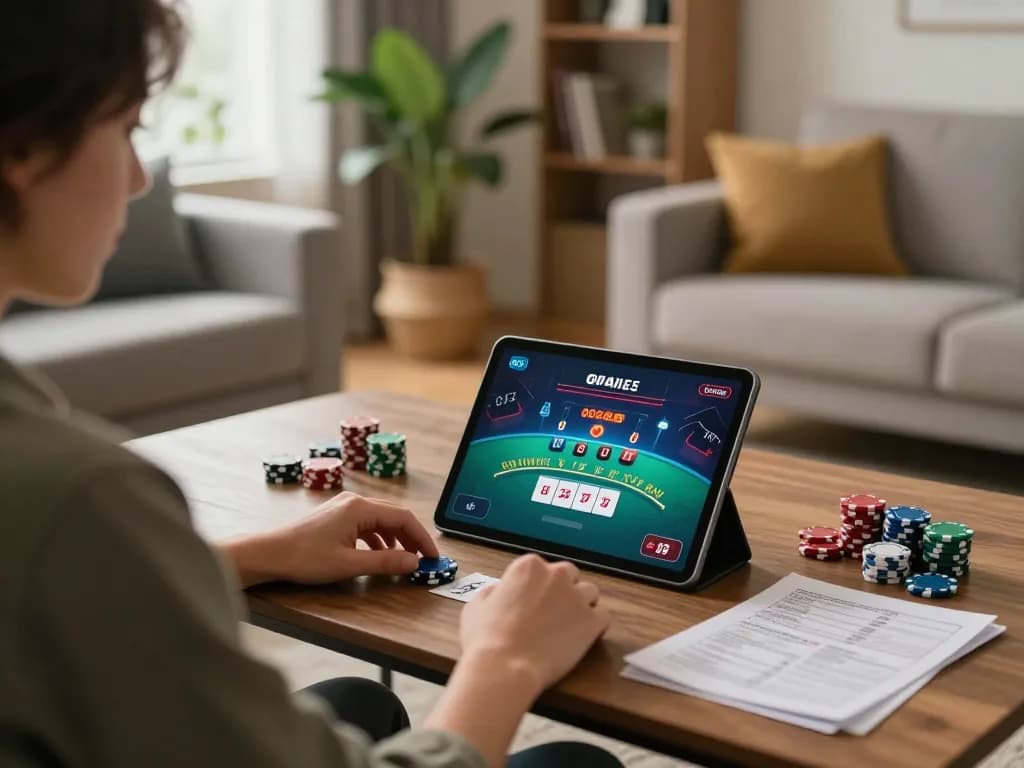 Engaging in a live dealer blackjack game on tablet showcasing 789 win strategies and tactics.