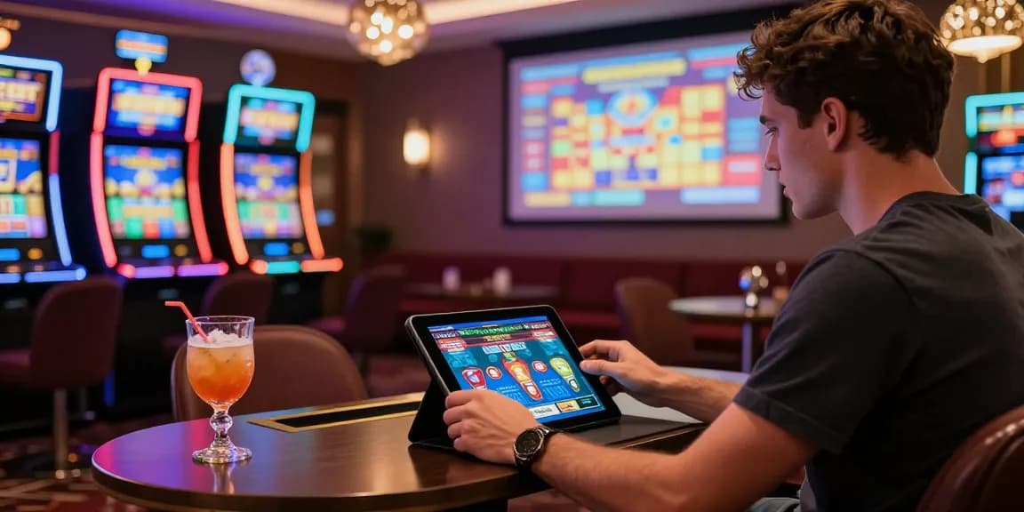 The engaging atmosphere at credit card casinos in the UK, highlighting the experience at https://brcs.co.uk, with players enjoying games surrounded by colorful lights and promotions.