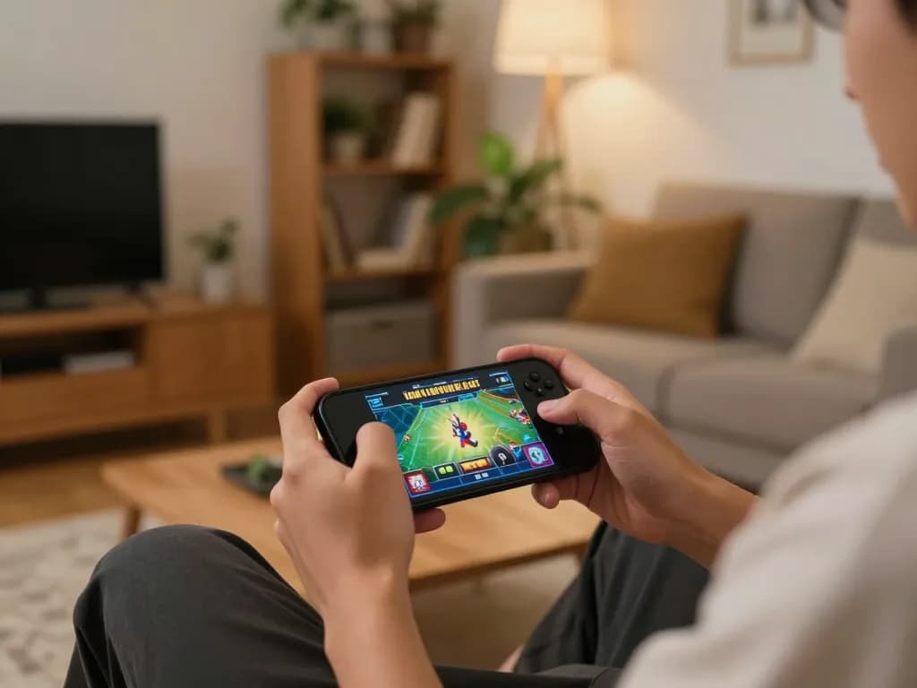 Engaging in kdslot mobile gaming from a cozy home setup, showcasing strategy and excitement