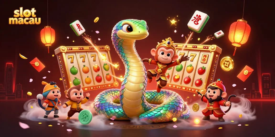 Experience big wins with slot macau's vibrant gaming features in this dynamic illustration.